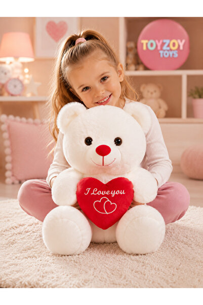 Toyzoy Toys Ayıcık Kalpli Beyaz 35 cm - Sevimli & Yumuşak