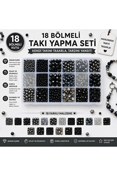 By MO Accessories Σετ χόμπι κατασκευής κοσμημάτων με χάντρες σε μαύρο και ανθ...