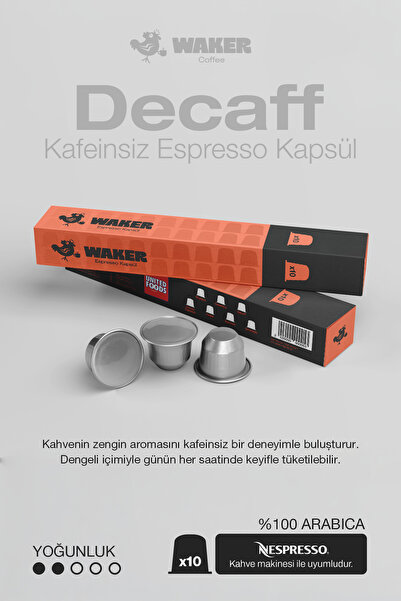 United Foods WAKER Kafeinsiz Kapsül Kahve 10'lu Paket – Yoğun Aroma ve Lezzet