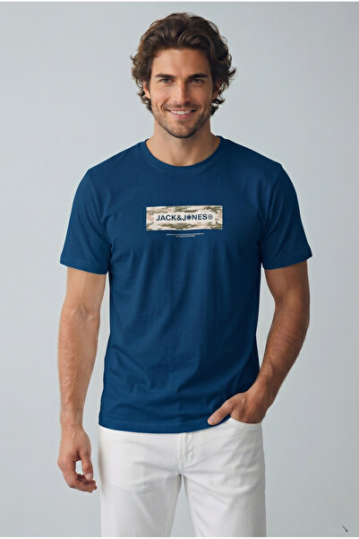 Jack & Jones Ανδρικό μπλουζάκι με στάμπα στο στήθος από 100% οργανικό βαμβάκι...