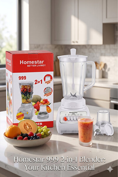 Primo Plus Homestar 999 2in1 Blender & Grinder Set – 300W with Stainless Stee...