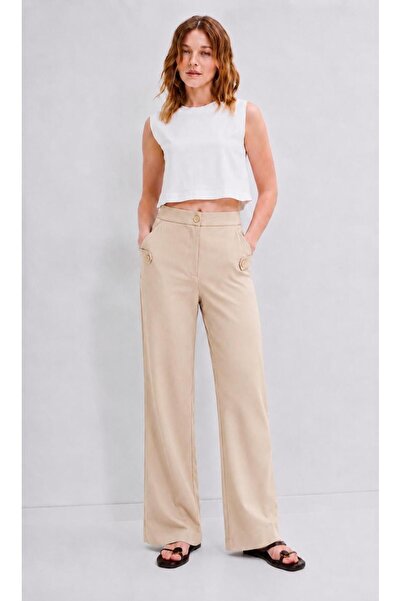 RESSHO High Waist Pocketed Polyviscon Palazzo Pants – Stylish Women's Trouser...