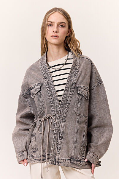 Manuka Kimono Style Denim Jacket Anthracite