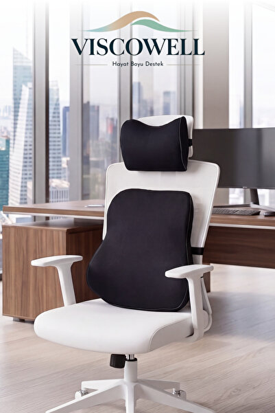 ViscoWell Visco 2'li Takım Set Boyun Yastığı ve Sırt Bel Minderi Ergonomik Ta...