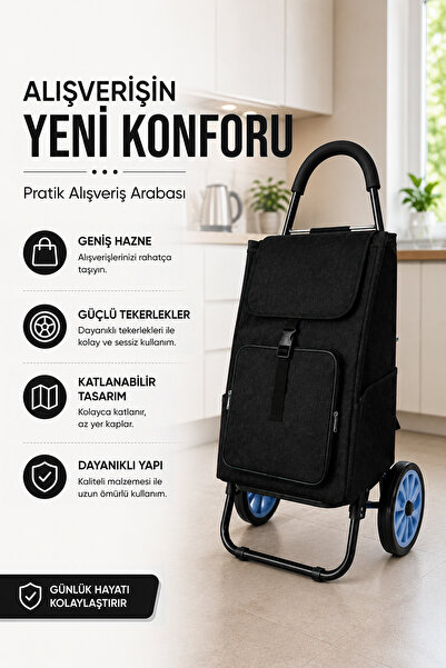 Vadi Alüminyum Gövdeli Katlanabilir Pazar Arabası Su Geçirmez Çantalı Sessiz ...