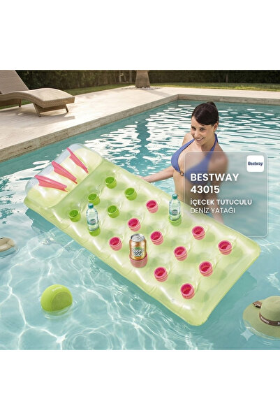 BESTWAY Deniz Yatağı Dik Yastıklı Bardaklı Yatak 188x71cm - 43015
