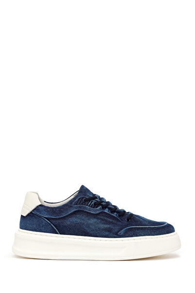 Derimod Men's Navy Blue Lace-Up Thick Sole Fabric Sneaker 26Sfd69886F