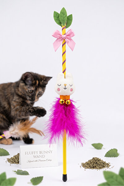 Harika bir ev Cat Play Rod with Plush Figure and Purple Feathers