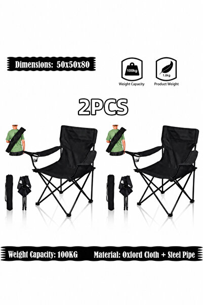 Baytix HOME Folding Camping Chair with Armrests and Cup Holder, Foldable Beac...