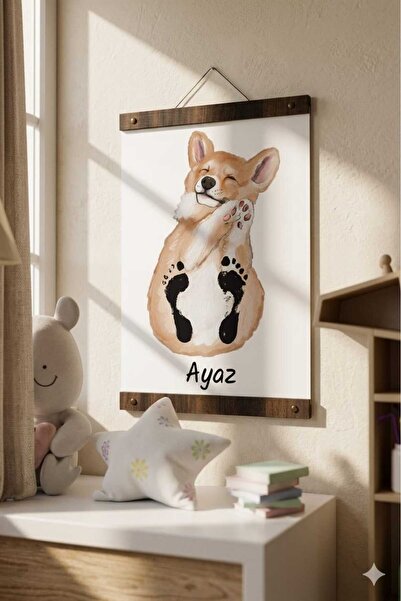 Sevimli Kahve Köpek Ayak İzi Seti 30x45 cm 3-6 Yaş