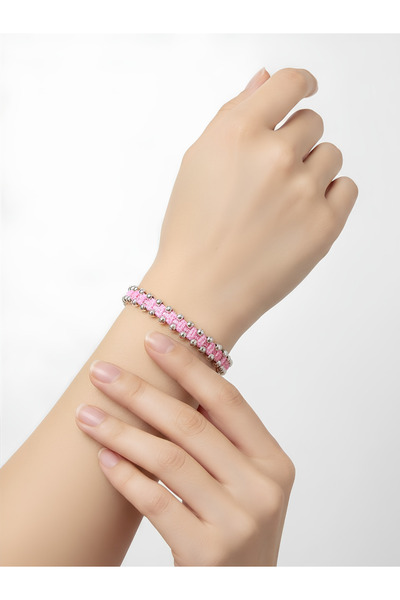 Tasarım Macrame Bracelet (Pink/Silver)