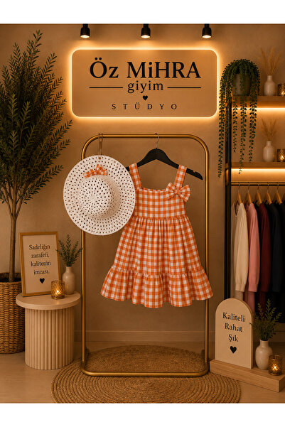 abanasa abanasa Girl's Dress with Summer Hat
