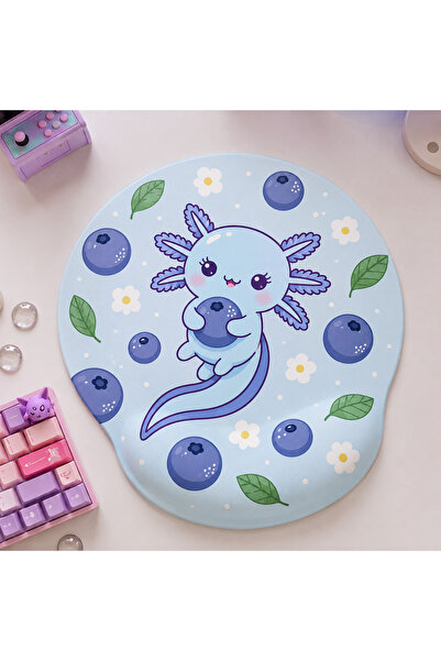 matizya Mavi Axolotl Meyve Temalı Bilek Destekli Mousepad – Kawaii Ergonomik ...