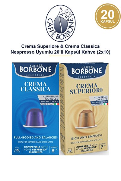 Caffe Borbone كريم سوبريور وكريما كلاسيكا كبسولات قهوة متوافقة مع نسبرسو 20 ق...