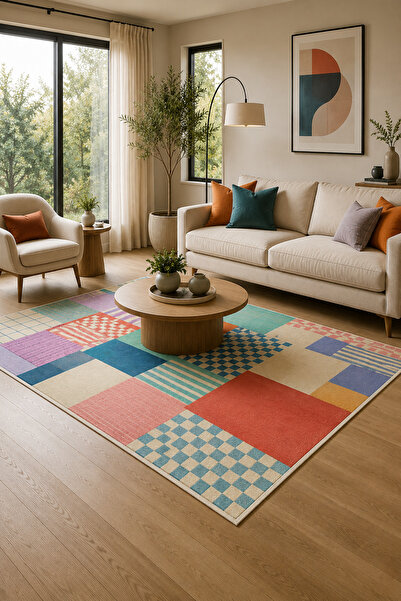 Dijital Baskılı Kaymaz Taban Yıkanabilir Modern Salon Halısı Mutfak Halısı Yolluk
