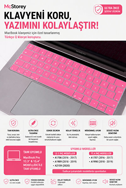 Mcstorey Apple MacBook Pro 13.3 15.4 İnç A1706 A1989 A2159 A1707 A1990 Uyumlu...