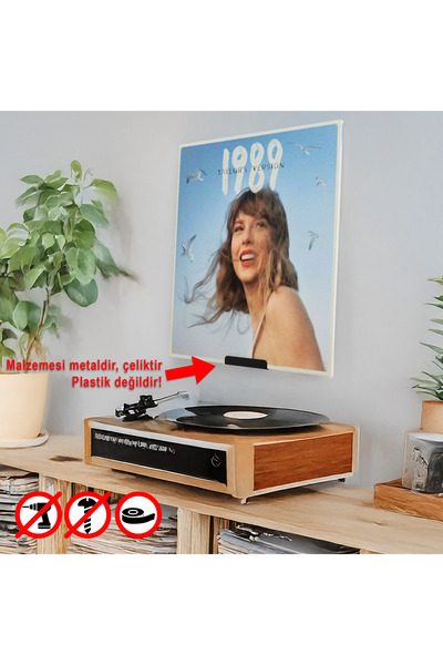 KİOfisi Plaklık - Çift Taraflı Bantlı - Plak Rafı - Plak Standı - Plak Rafı -...