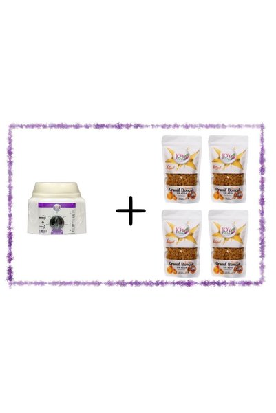 JOYWAX Kalıp Ağda,konserve Ağda Ve Granül Ağda Isıtıcı Kazan Ve Naturel Boncuk Soyulabilir Sir Ağda250 Gr*4