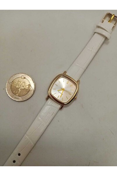 BS STILL Minimal Kadın Kol Saati - Gold Renk Kasa - Beyaz Renk Kordon , Beyaz...