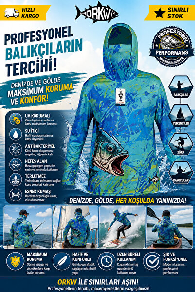 dkmoutdoor Orkw Kapüşonlu Uzun Kollu Balıkçı Ve Su Sporları Uv Korumalı Su It...