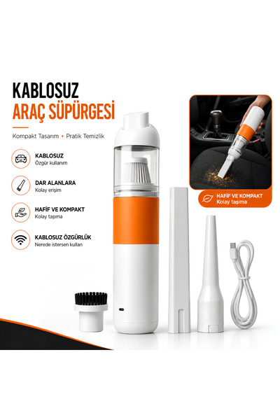 Space Şarjlı Araç Süpürgesi 120W Güçlü Emiş 20000 RPM HEPA Filtreli Kablosuz ...