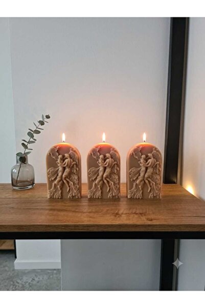 SCA CANDLE Romeo &juliet Model Adem Havva Model Kahve Renk Dekoratif Mum 15x8...