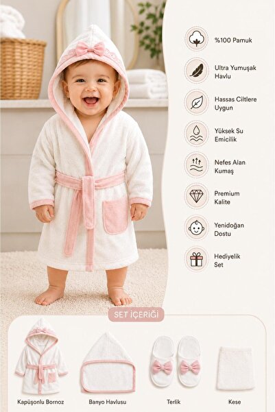 BYS BABY FASHION طقم روب حمام للأطفال حديثي الولادة من القطن بنسبة 100% مناسب...