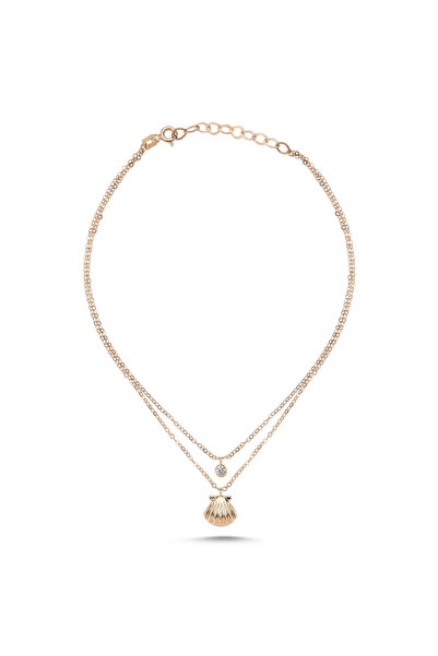 Sembol Gold Halhal Altın Bileklik Tektaş İstiridyeli Rose Gold