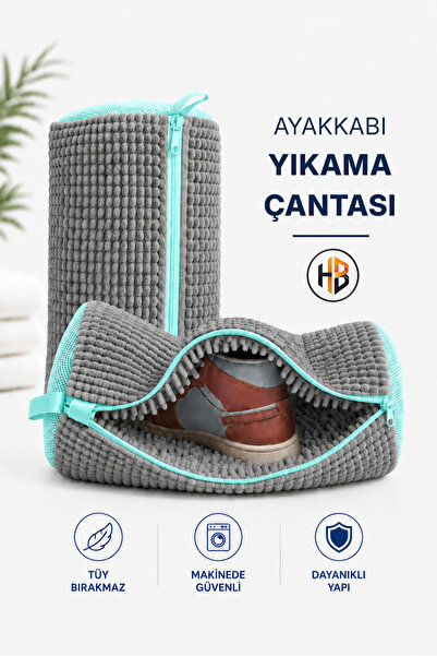 HOBİLON Ayakkabı ve Özel Eşya Yıkama Çantası - Fermuar Korumalı & Gri Renk Mi...
