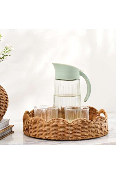 PAN HOME Lorena Rattan Decor Tray Dia30x7cm- Natural