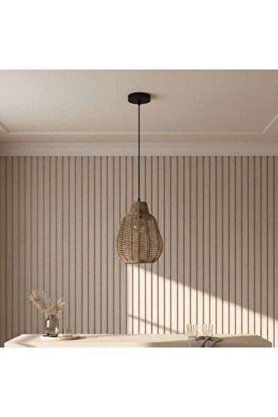 PAN HOME مصباح معلق من حبل ورقي طراز Cotter E27 مقاس 28×150 سم - طبيعي