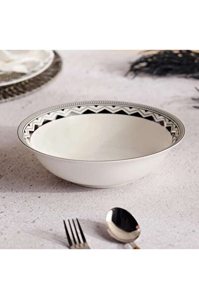 PAN HOME Mirage New Bone China Salad Bowl Dia22x8cm -black & White