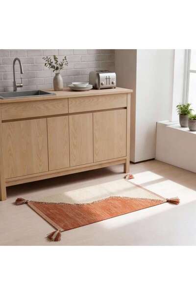 PAN HOME Kinley Cotton Dhurrie With Tassel 60x90cm - Terra Orange