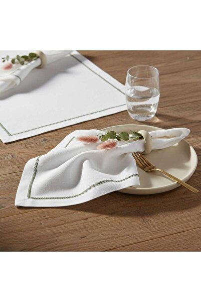 PAN HOME Alinta Embroidered 6 Piece Napkin Set 45x45cm - Green