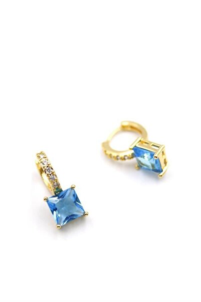 Generic Brand Square Jewelled Earrings - Turquoise
