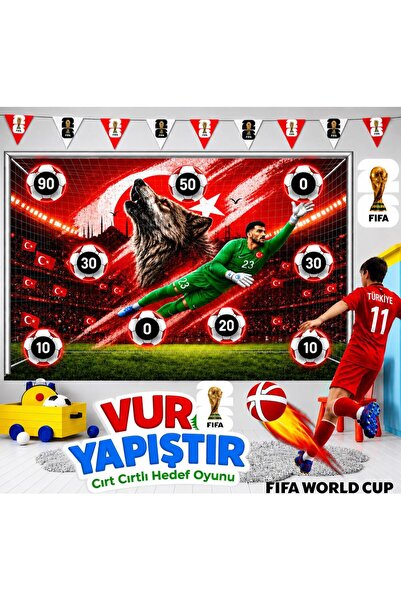 Kidstoria FIFA World Cup 26 Türkiye Vur Yapıştır Dart Futbol Oyunu Kalecili E...
