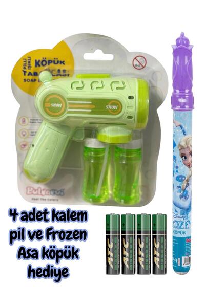 Pofika Otomatik Köpük Baloncuk Tabancası Pilli Işıklı 2 Adet Köpük Sıvısı İle...