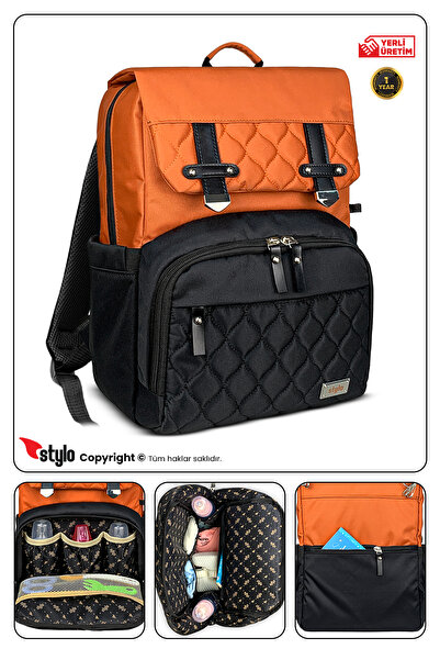 Stylo Working Mothers Bag Baby Care Backpack-Orange