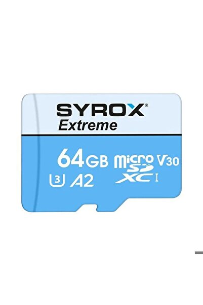 Syrox 64GB MİCRO SD KART (HAFIZA KARTI + ADAPTÖR DAHİL ) A2 , V30 , U3 - 4K CLASS 10