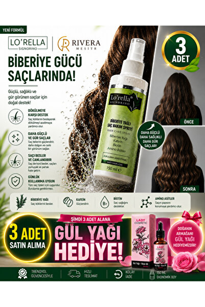 Lorella Biberiye Yagı saç bakım spray 150ml 3 ADET