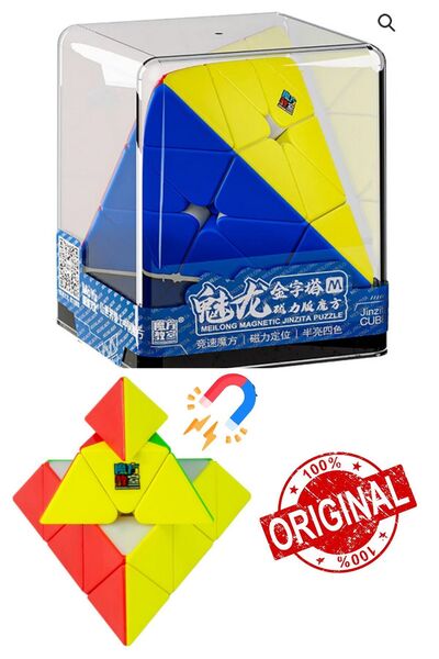 TOYFEST صندوق بلاستيكي مكعب مغناطيسي من Moyu Meilong Pyramid - مكعب ذكاء مع ص...