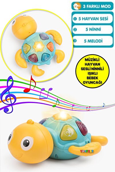 TOYFEST Deniz Canlıları Sesi Çıkaran Işıklı Müzikli Kaplumbağa İnteraktif Beb...