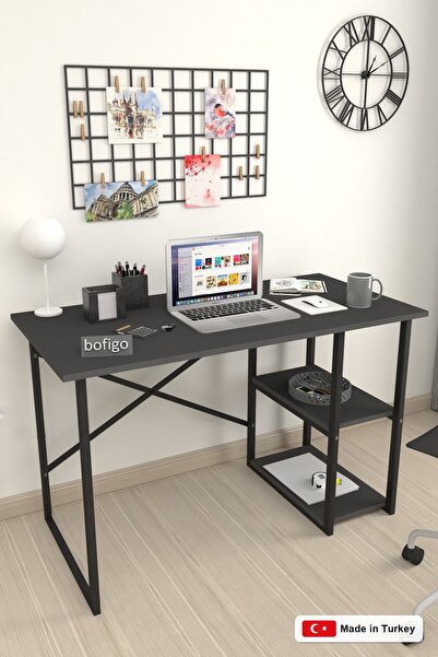 Bofigo طاولة دراسة بمقاس 60×120 سم مع رفوف، مكتب كمبيوتر، طاولة محاضرات، طاول...
