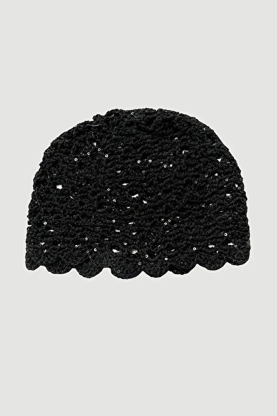 Gusto Beretă din plasă de vară din bumbac - Negru
