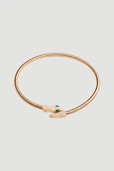 Gusto Yılan Formlu Taşlı Kolye - Gold