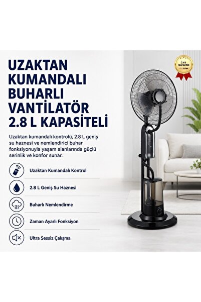 hızlı store Uzaktan Kumandalı 2.8 L Buharlı Vantilatör Nemlendirici Fan Ultra...