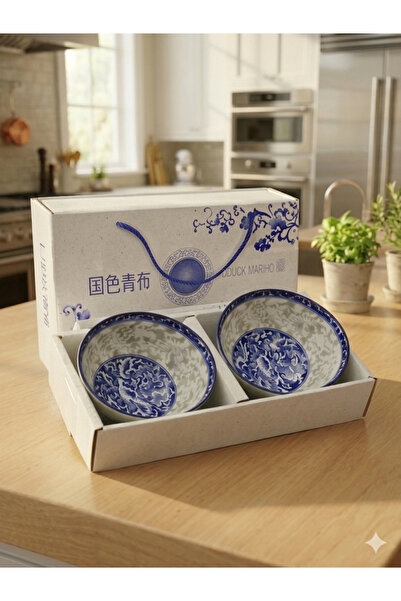 Mony moon Blue and White Ceramic Rice and Sushi Bowl Set (2 Pieces) |   Chine...