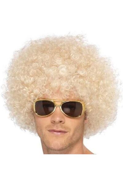 partidolu Kabarık Takma Saç Bonus Peruk Sarışın Renk Blonde Afro Wig retro