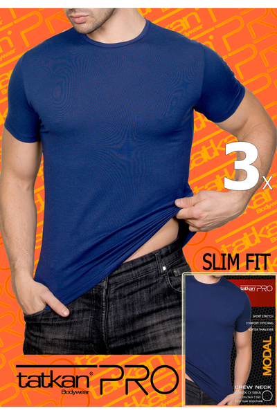TATKAN BODYWEAR Tatkan - 3'lü - Erkek Sıfır Yaka Penye Modal Slım Fıt Sport T...