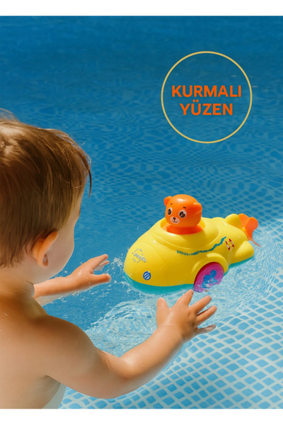 TOYFEST Kurmalı Kendiliğinden Banyo Küvet Havuz Deniz de Yüzen Ayıcık Submari...